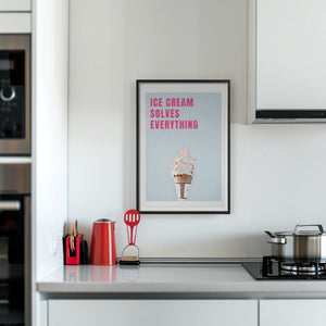 Ice Cream Solves Everything Plakat - 21 x 29.7 cm (A4) - Nellastore