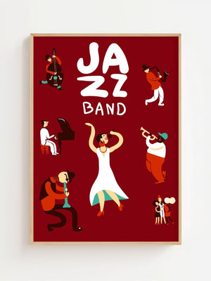 Jazz Band Night Plakat - 21 x 29.7 cm - Nellastore