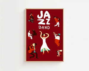 Jazz Band Night Plakat - 21 x 29.7 cm - Nellastore