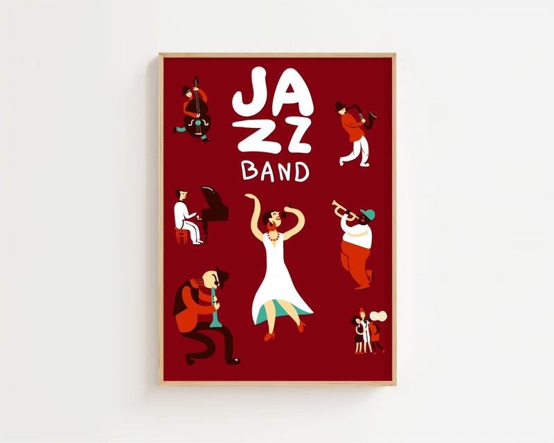 Jazz Band Night Plakat - 21 x 29.7 cm - Nellastore