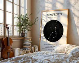 Jomfruen Stjernetegn Plakat - 21 x 29.7 cm - Nellastore