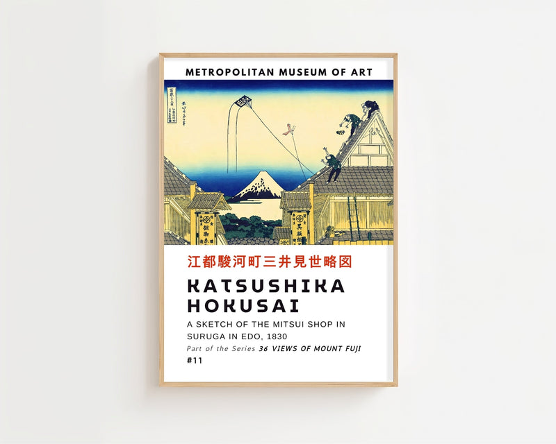 Kaisushika Hokusai - A Sketch Of The Mitsui Shop In Suruga In Edo Plakat - 21 x 29.7 cm (A4) - Nellastore