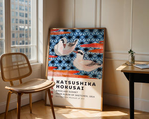 Kaisushika Hokusai - Birds And Sunset Plakat - 21 x 29.7 cm (A4) - Nellastore