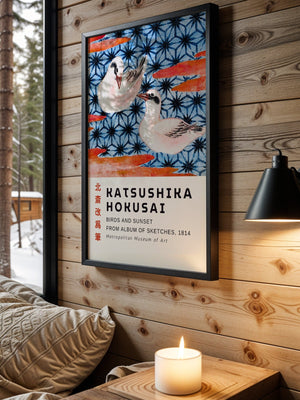 Kaisushika Hokusai - Birds And Sunset Plakat - 21 x 29.7 cm (A4) - Nellastore