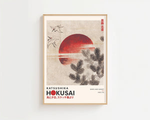 Kaisushika Hokusai - Birds And Sunset Plakat II - 21 x 29.7 cm (A4) - Nellastore