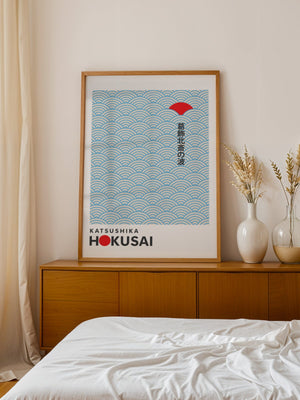 Kaisushika Hokusai - Cloudy Ocean Blue Plakat - 21 x 29.7 cm (A4) - Nellastore