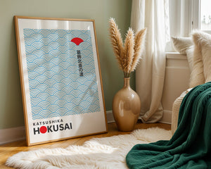 Kaisushika Hokusai - Cloudy Ocean Blue Plakat - 21 x 29.7 cm (A4) - Nellastore