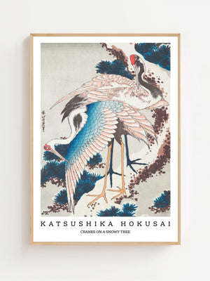 Kaisushika Hokusai - Cranes on a snowy tree Plakat - 21 x 29.7 cm (A4) - Nellastore