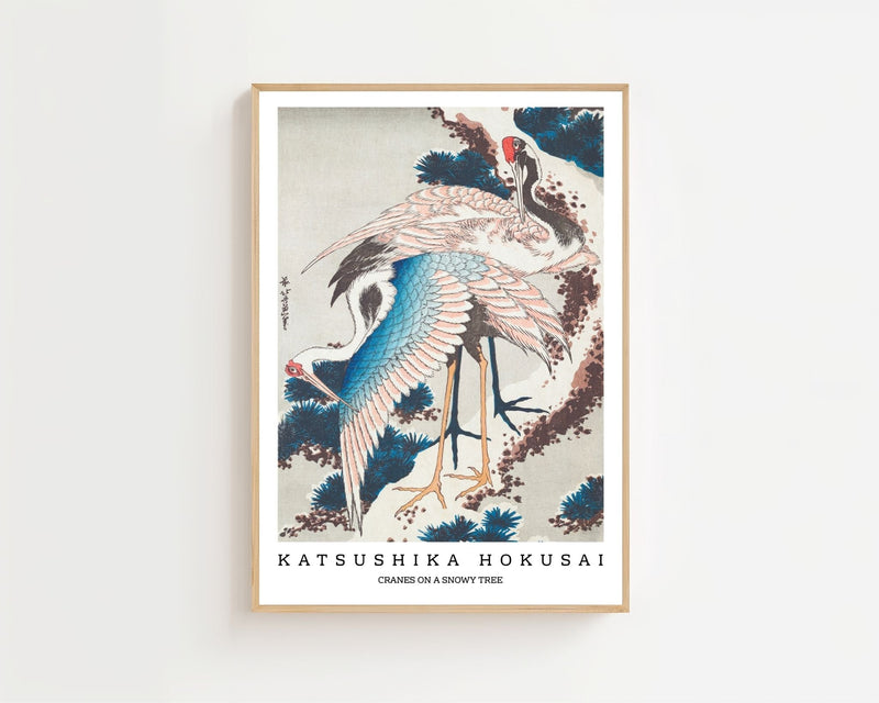 Kaisushika Hokusai - Cranes on a snowy tree Plakat - 21 x 29.7 cm (A4) - Nellastore