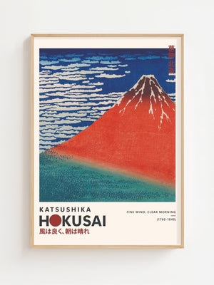 Kaisushika Hokusai - Fine Wind, Clear Morning Plakat - 21 x 29.7 cm (A4) - Nellastore