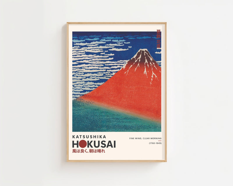 Kaisushika Hokusai - Fine Wind, Clear Morning Plakat - 21 x 29.7 cm (A4) - Nellastore