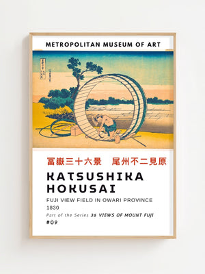 Kaisushika Hokusai - Fuji View Field In Owari Province Plakat - 21 x 29.7 cm (A4) - Nellastore