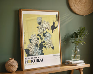 Kaisushika Hokusai - Hydrangea and swallow Plakat - 21 x 29.7 cm (A4) - Nellastore