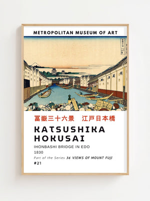 Kaisushika Hokusai - Ihonbashi Bridge In Edo Plakat - 21 x 29.7 cm (A4) - Nellastore