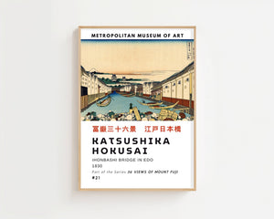 Kaisushika Hokusai - Ihonbashi Bridge In Edo Plakat - 21 x 29.7 cm (A4) - Nellastore