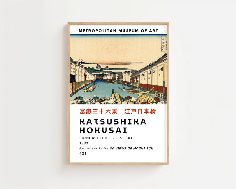 Kaisushika Hokusai - Ihonbashi Bridge In Edo Plakat - 21 x 29.7 cm (A4) - Nellastore