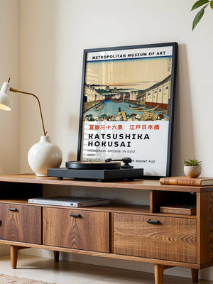 Kaisushika Hokusai - Ihonbashi Bridge In Edo Plakat - 21 x 29.7 cm (A4) - Nellastore