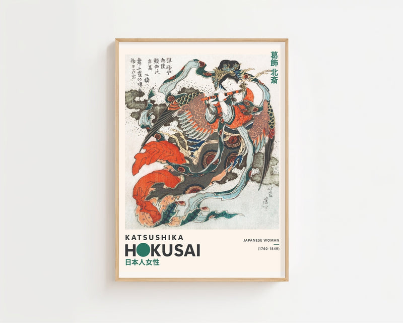 Kaisushika Hokusai - Japanese Woman Plakat - 21 x 29.7 cm (A4) - Nellastore