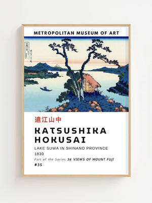 Kaisushika Hokusai - Lake Suwa In Shinano Province Plakat - 21 x 29.7 cm (A4) - Nellastore