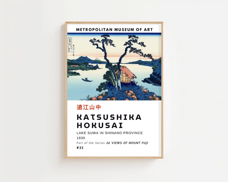 Kaisushika Hokusai - Lake Suwa In Shinano Province Plakat - 21 x 29.7 cm (A4) - Nellastore