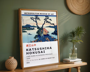 Kaisushika Hokusai - Lake Suwa In Shinano Province Plakat - 21 x 29.7 cm (A4) - Nellastore