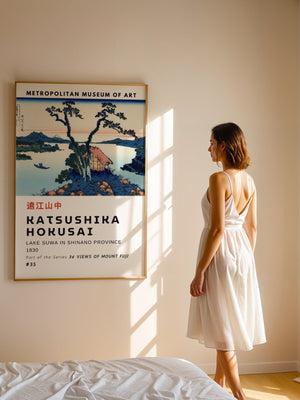 Kaisushika Hokusai - Lake Suwa In Shinano Province Plakat - 21 x 29.7 cm (A4) - Nellastore