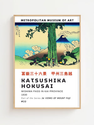 Kaisushika Hokusai - Mishima Pass In Kai Province Plakat - 21 x 29.7 cm (A4) - Nellastore