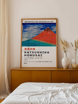 Kaisushika Hokusai - South Wind, Clear Sky Plakat - 21 x 29.7 cm (A4) - Nellastore