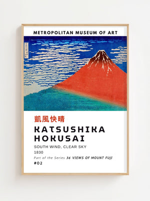 Kaisushika Hokusai - South Wind, Clear Sky Plakat - 21 x 29.7 cm (A4) - Nellastore
