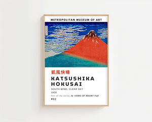 Kaisushika Hokusai - South Wind, Clear Sky Plakat - 21 x 29.7 cm (A4) - Nellastore