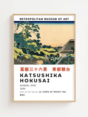 Kaisushika Hokusai - Sundai, Edo Plakat - 21 x 29.7 cm (A4) - Nellastore