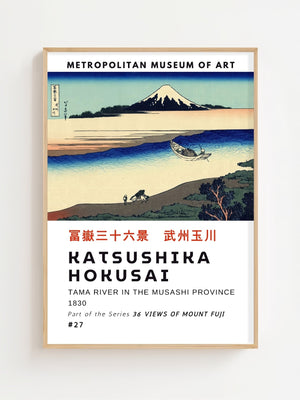 Kaisushika Hokusai - Tama River In The Musashi Province Plakat - 21 x 29.7 cm (A4) - Nellastore
