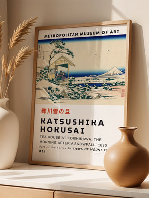 Kaisushika Hokusai - Tea House At Koishikawa. The Morning After A Snowfall Plakat - 21 x 29.7 cm (A4) - Nellastore