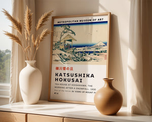 Kaisushika Hokusai - Tea House At Koishikawa. The Morning After A Snowfall Plakat - 21 x 29.7 cm (A4) - Nellastore