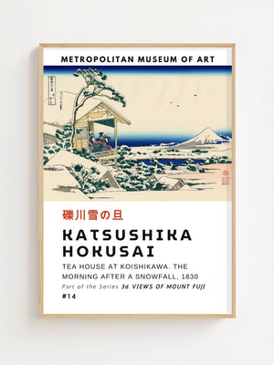 Kaisushika Hokusai - Tea House At Koishikawa. The Morning After A Snowfall Plakat - 21 x 29.7 cm (A4) - Nellastore