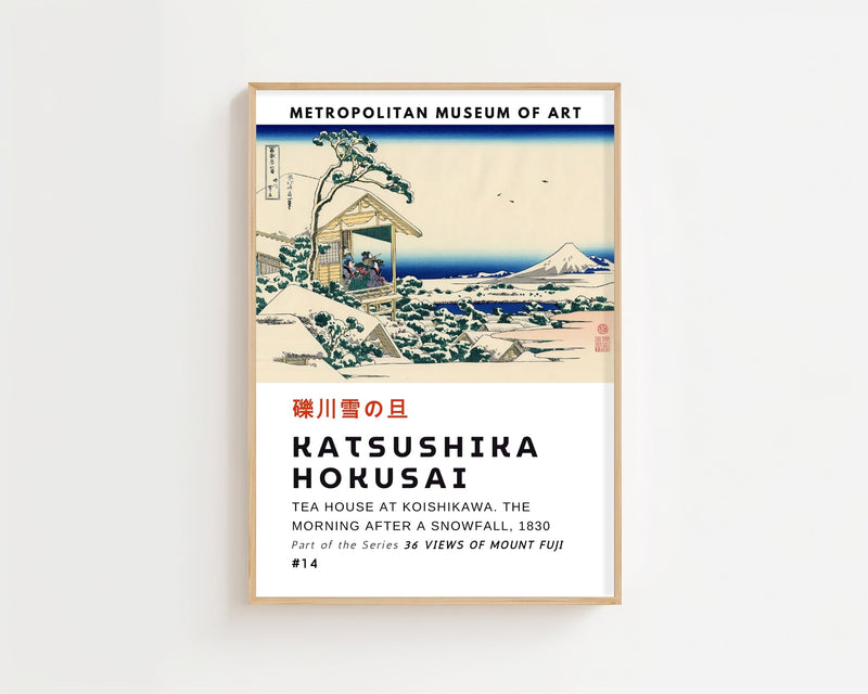Kaisushika Hokusai - Tea House At Koishikawa. The Morning After A Snowfall Plakat - 21 x 29.7 cm (A4) - Nellastore