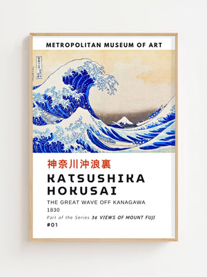 Kaisushika Hokusai - The Great Wave Off Kanagawa Plakat - 21 x 29.7 cm (A4) - Nellastore
