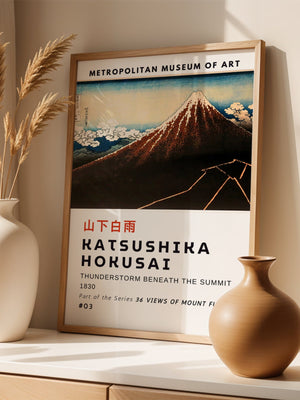Kaisushika Hokusai - Thunderstorm Beneath The Summit Plakat - 21 x 29.7 cm (A4) - Nellastore
