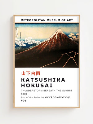 Kaisushika Hokusai - Thunderstorm Beneath The Summit Plakat - 21 x 29.7 cm (A4) - Nellastore