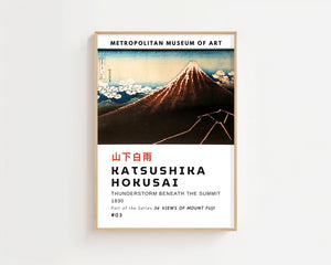 Kaisushika Hokusai - Thunderstorm Beneath The Summit Plakat - 21 x 29.7 cm (A4) - Nellastore