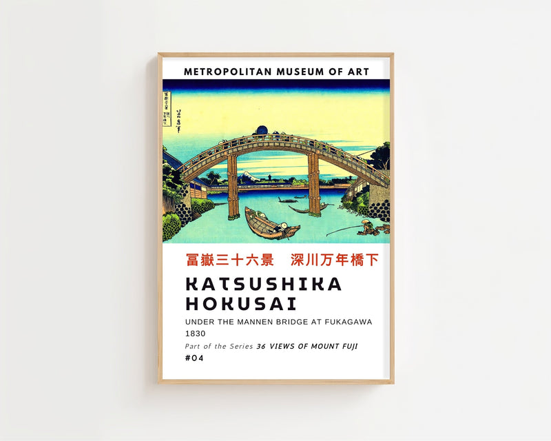Kaisushika Hokusai - Under The Mannen Bridge At Fukagawa Plakat - 21 x 29.7 cm (A4) - Nellastore