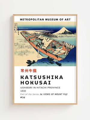 Kaisushika Hokusai - Ushibori In Hitachi Province Plakat - 21 x 29.7 cm (A4) - Nellastore