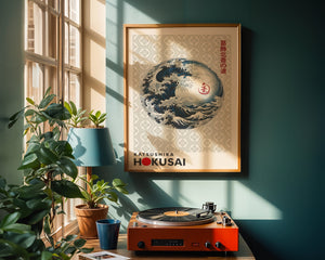 Kaisushika Hokusai - Waves in a circle Plakat - 21 x 29.7 cm (A4) - Nellastore