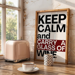 Keep Calm And Carry A Glass Of Wine Plakat - 21 x 29.7 cm (A4) - Nellastore