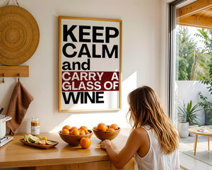 Keep Calm And Carry A Glass Of Wine Plakat - 21 x 29.7 cm (A4) - Nellastore