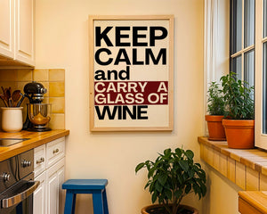 Keep Calm And Carry A Glass Of Wine Plakat - 21 x 29.7 cm (A4) - Nellastore