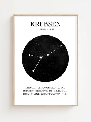 Krebsen Stjernetegn Plakat - 21 x 29.7 cm - Nellastore