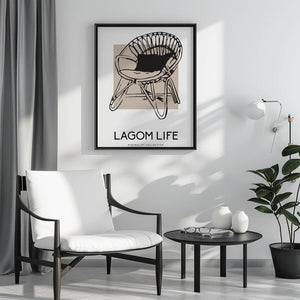 Lagom Life Rattan Chair Plakat - 21 x 29.7 cm - Nellastore