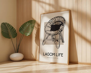 Lagom Life Rattan Chair Plakat - 21 x 29.7 cm - Nellastore