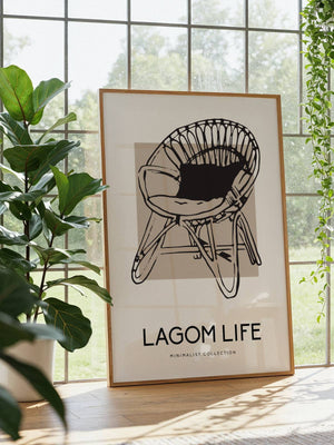Lagom Life Rattan Chair Plakat - 21 x 29.7 cm - Nellastore